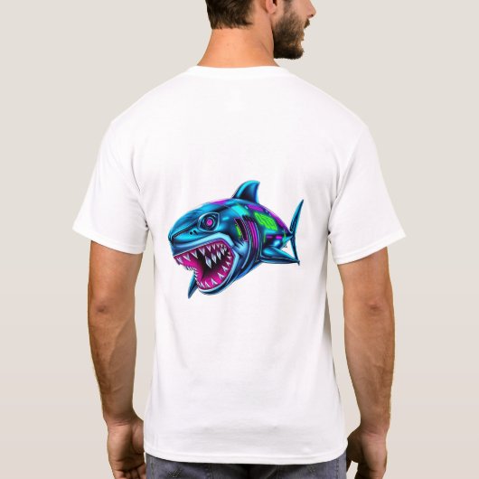 Entfesseln Sie Cyber-Shark-Power T-Shirt (Rückseite)