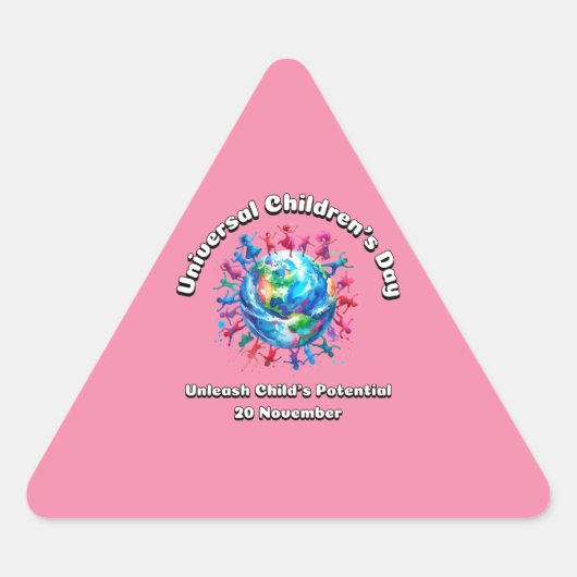 Entfesseln Sie das Potenzial des Kindes. Weltkinde Dreieckiger Aufkleber (Vorderseite)