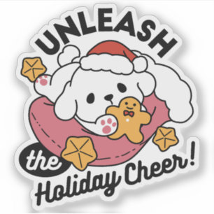 Entfesseln Sie den Holiday Cheer - Niedliche Hunde Aufkleber