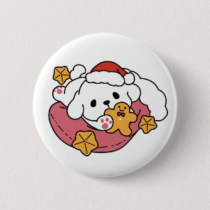 Entfesseln Sie den Holiday Cheer - Niedliche Hunde Button