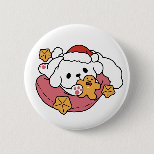 Entfesseln Sie den Holiday Cheer - Niedliche Hunde Button (Vorderseite)