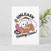 Entfesseln Sie den Holiday Cheer - Niedliche Hunde Dankeskarte (Stehend Vorderseite)