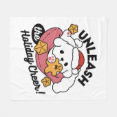 Entfesseln Sie den Holiday Cheer - Niedliche Hunde Fleecedecke (Vorderseite (Horizontal))
