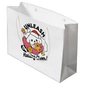 Entfesseln Sie den Holiday Cheer - Niedliche Hunde Große Geschenktüte (Rückseite Schrägansicht)