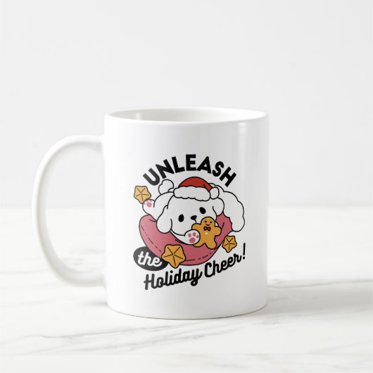 Entfesseln Sie den Holiday Cheer - Niedliche Hunde Kaffeetasse (Links)