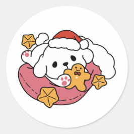 Entfesseln Sie den Holiday Cheer - Niedliche Hunde Runder Aufkleber