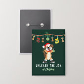 Entfesseln Sie die Freude des Weihnachtshundes Button (Vorderseite/Rückseite)