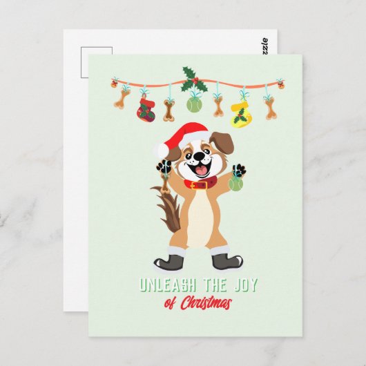 Entfesseln Sie die Freude des Weihnachtshundes Postkarte (Vorne/Hinten)