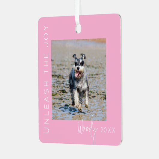 Entfesseln Sie die Freude | Foto Weihnachtsbaum Ornament Aus Metall (Vorderseite links)