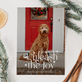 Entfesseln Sie die Joy Pet Foto Holiday Card Feiertagskarte