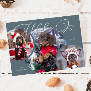 Entfesseln Sie die Joy Slate Blue Dog Foto Holiday Feiertagskarte
