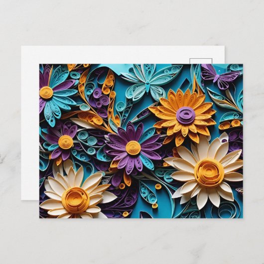 Entfesseln Sie glückliche, farbenfrohe Blumenarbei Postkarte (Vorne/Hinten)