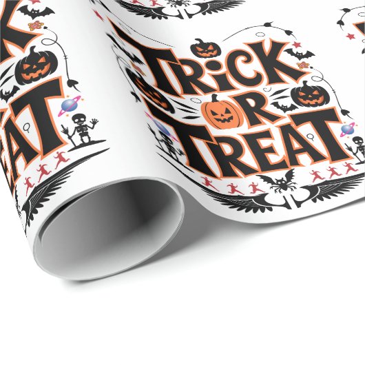 Entfesseln Sie Halloween Spaß mit Trick oder Treat Geschenkpapier (Rolleneckpunkt)