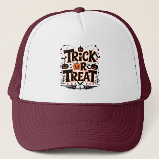 Entfesseln Sie Halloween Spaß mit Trick oder Treat Truckerkappe (Vorderseite)