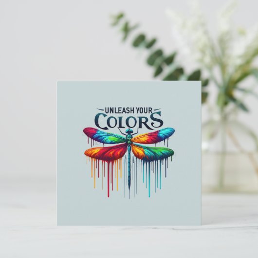 Entfesseln Sie Ihre Farben - Künstlerische Libelle (Stehend Vorderseite)