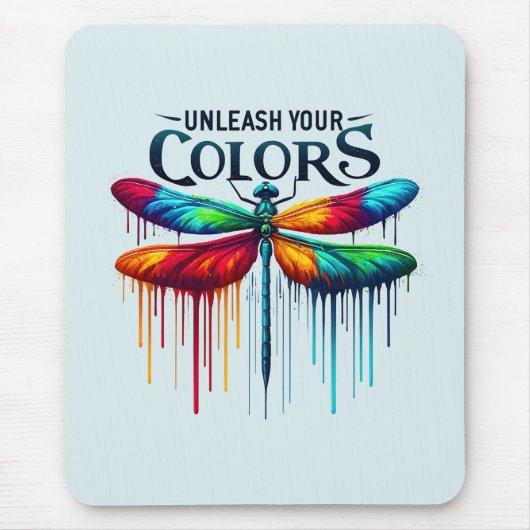Entfesseln Sie Ihre Farben - Künstlerische Libelle Mousepad (Vorne)