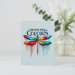 Entfesseln Sie Ihre Farben - Künstlerische Libelle Postkarte