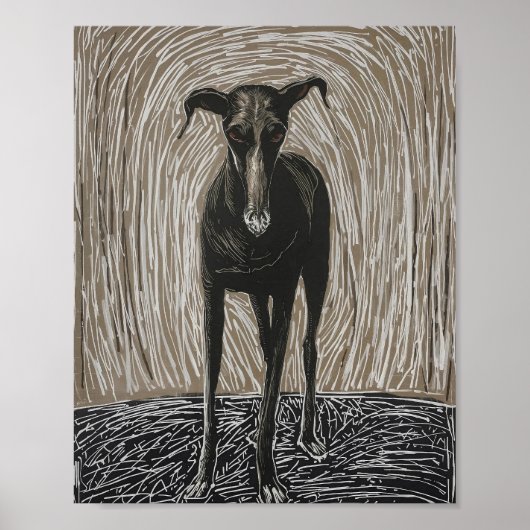 Entfesselte Seele: Moderne expressionistische Hund Poster (Vorne)