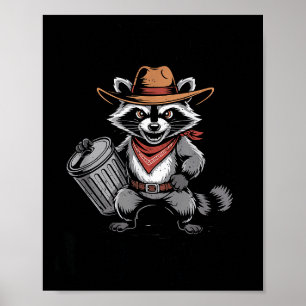 Entfesselter und verwilderter Waschbär-Cowboy kann Poster