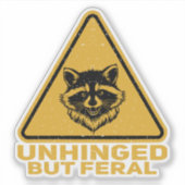 Entfesseltes aber wildes Waschbär-Warnschild Aufkleber (Vorderseite)