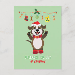 Entfessle die Freude des Weihnachtshundes Postkarte