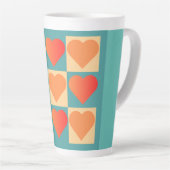 Entfettete orangefarbene und Entenblau mit Herzen Milchtasse (Rechte Ecke)