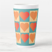 Entfettete orangefarbene und Entenblau mit Herzen Milchtasse (Vorderseite)