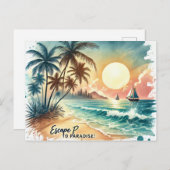 Entfliehen Sie dem Paradies! Postkarte (Vorne/Hinten)