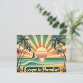 Entfliehen Sie dem Paradies! Postkarte (Stehend Vorderseite)
