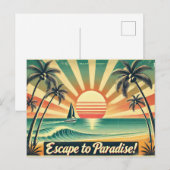 Entfliehen Sie dem Paradies! Postkarte (Vorne/Hinten)