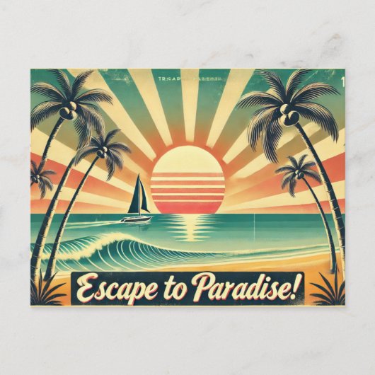 Entfliehen Sie dem Paradies! Postkarte (Vorderseite)