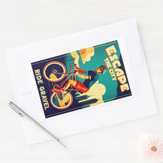 Entfliehen Sie dem Stadtrundfahrrad Rechteckiger Aufkleber (Umschlag)