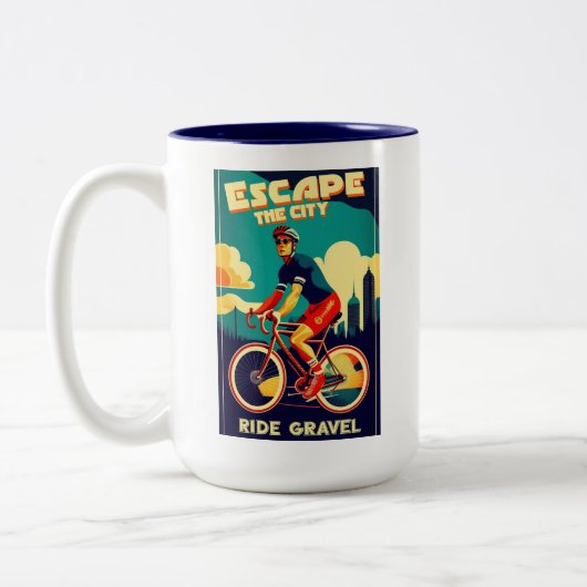 Entfliehen Sie dem Stadtrundfahrrad Zweifarbige Tasse (Links)