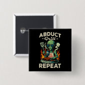 Entführt Grill Wiederhole Retro BBQ Kochen Lustig  Button (Vorne & Hinten)