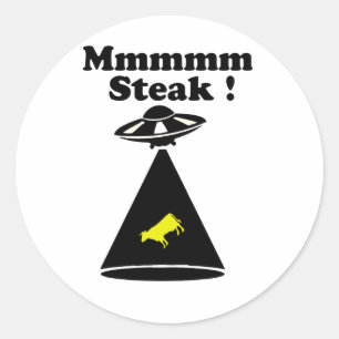 Entführte Kuh - Mmmm Steak Runder Aufkleber