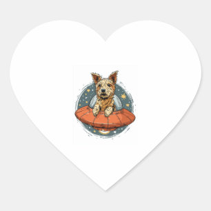 Entführung Hund - UFO-Beaming-Pup Herz-Aufkleber