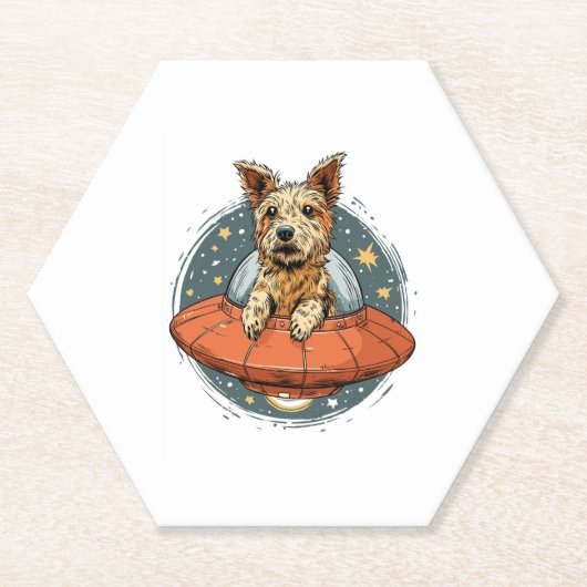 Entführung Hund � UFO Beaming Pup Untersetzer (Vorderseite)