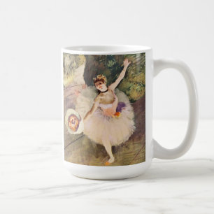 Entgasen Sie Ballerina mit Blumenstrauß der Kaffeetasse