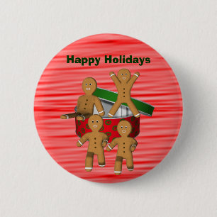 Entgehendes Lebkuchen-Mann-Weihnachtsknopf-Button Button