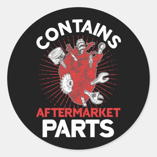 Enthält Aftermarket Parts Open Heart Operation Sur Runder Aufkleber (Vorderseite)