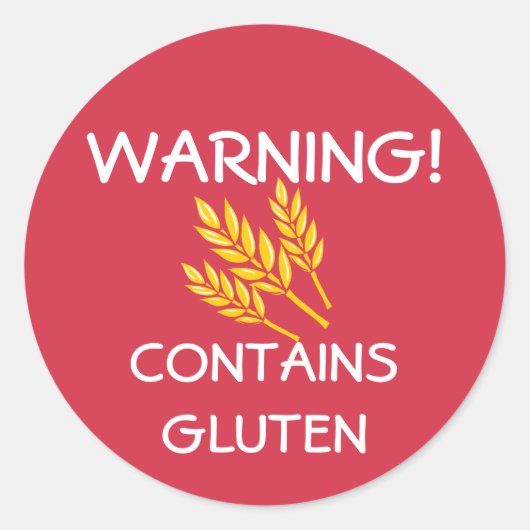 Enthält Gluten Food Allergy Alert Red Runder Aufkleber (Vorderseite)
