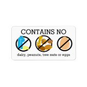 Enthält keine Milchnuten oder Eier Allergene Warnh Adressaufkleber (Vorne)