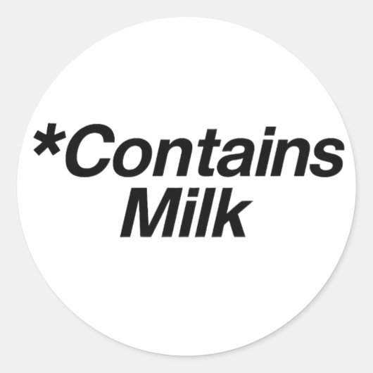*Enthält Milchaufkleber Runder Aufkleber (Vorderseite)