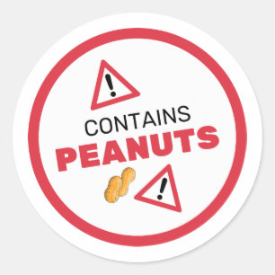 Enthält Peanuts Allergen-Etikett Runder Aufkleber