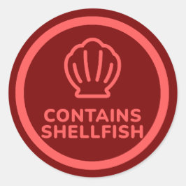 Enthält Schalentierfisch-Allergien Lebensmittelwar Runder Aufkleber