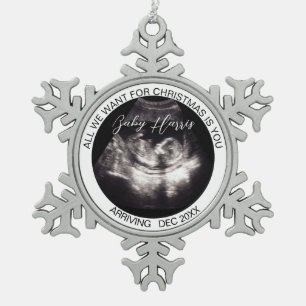 Enthüllung der Schwangerschaft der Großeltern Ultr Schneeflocken Zinn-Ornament