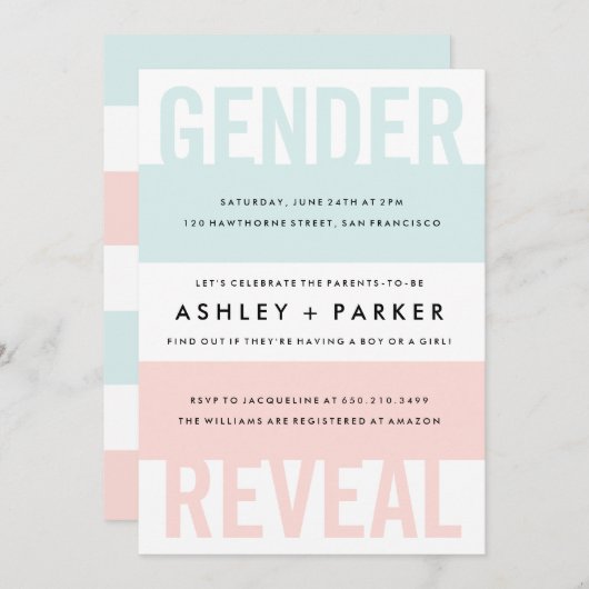 Enthüllung des Babyduschens Einladung (Vorne/Hinten)