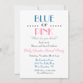 Enthüllung des Blauen oder rosa Geschlechts Einladung (Vorderseite)