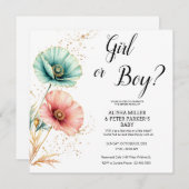 Enthüllung des Blauen oder rosa Wasserfarbengeschl Einladung (Vorne/Hinten)