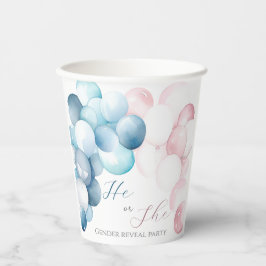 Enthüllung des Gender in Rosa und Blau Pappbecher